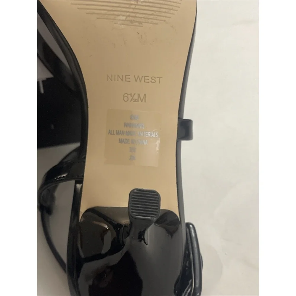 Nine West Womens Hanni Strappy Square Toe Kitten Heel Sandal Black Size 6.5M New